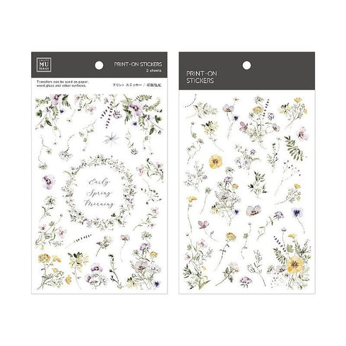 MU Lifestyle Print-On Stickers Rub -On Stickers Transfer Stickers Translucent Stickers 182 | Early Spring Morning Delicate Flower Wildflower