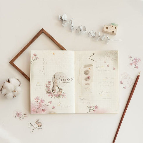 MU Lifestyle Print-On Stickers Rub -On Stickers Transfer Stickers Translucent Stickers 185 | Rabbits Bunny Bunnies Sweet Moonlight