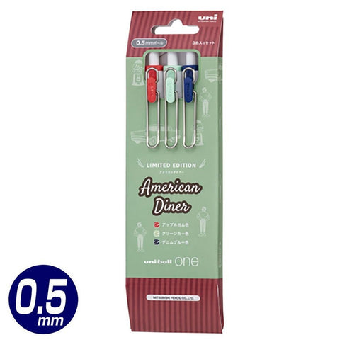 Uni-Ball One AMERICAN DINER Limited Edition 0.38 Classical Color Gel Pen Set Knock Pen Gel Ink Pen Set | UMN-S-38 AD3C