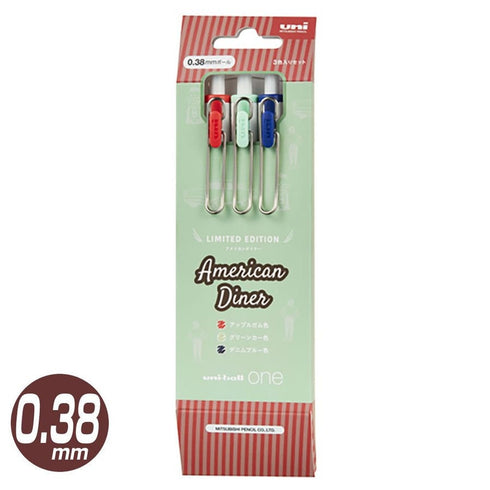 Uni-Ball One AMERICAN DINER Limited Edition 0.38 Classical Color Gel Pen Set Knock Pen Gel Ink Pen Set | UMN-S-38 AD3C