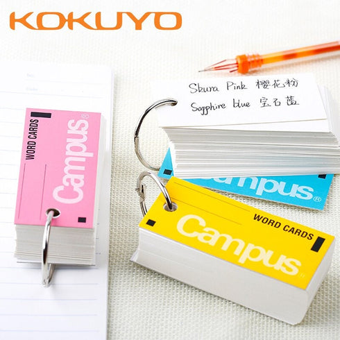 Kokuyo Campus BLUE Word Card Fountain Pen Testing Journal Fountain Pen Ink Swatches Pen Swatches Ink Swatches
