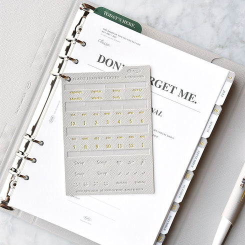 PLEPIC COLOR PU Classy Leather Index Tabs Monthly Index Tabs Weekly Index Tabs Daily Index Tab Self-Adhesive Tabs Planner Index Sticker