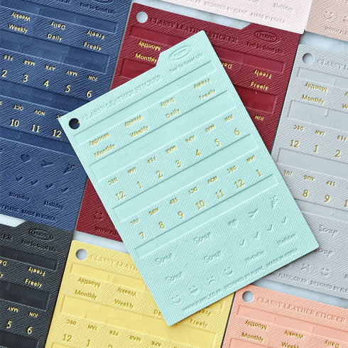 PLEPIC COLOR PU Classy Leather Index Tabs Monthly Index Tabs Weekly Index Tabs Daily Index Tab Self-Adhesive Tabs Planner Index Sticker