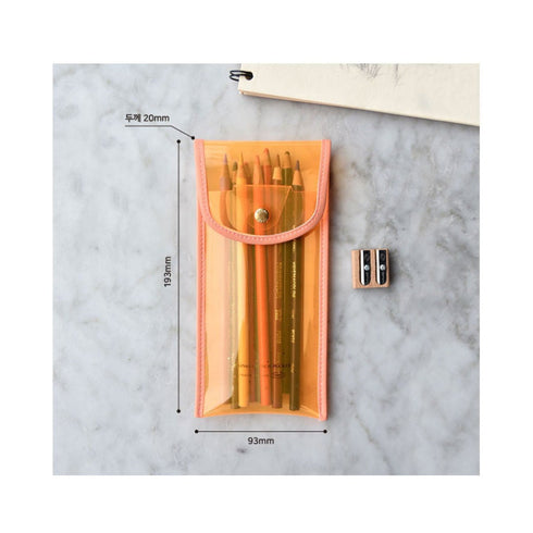 PLEPIC TWINKLE Clear Neon ORANGE Pen Case Pencil Case Storage Case Durable Pen Case Storage Case Clear Testing Case | 193 X 93mm