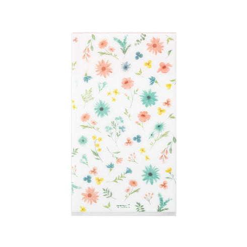 Midori A5 SLIM With Flap FLOWERS 3 Pocket Clear Folder MD Folder Water Resistant Folder | 221.5mm X 126mm