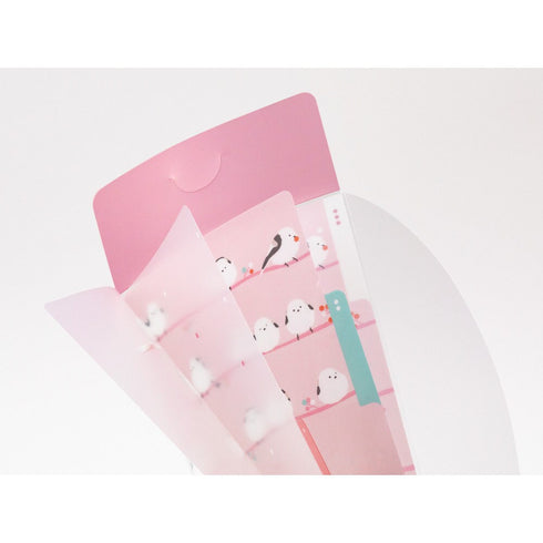 Midori A5 SLIM With Flap BIRD White-Tailed Tit Birds on a Wire 3 Pocket Clear Folder MD Folder Water Resistant Folder | 221.5mm X 126mm