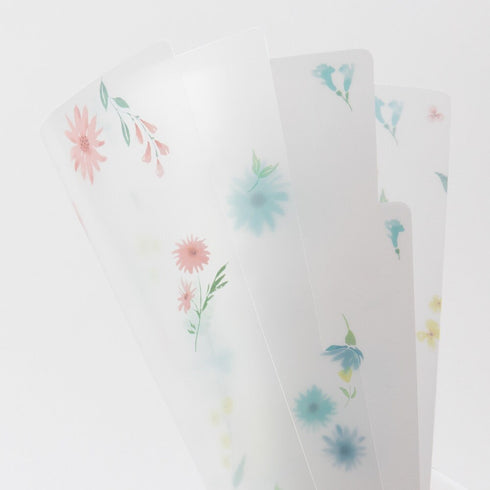 Midori A5 FLOWERS 3 Pocket Clear Folder MD Folder Water Resistant Folder | 220mm X160mm