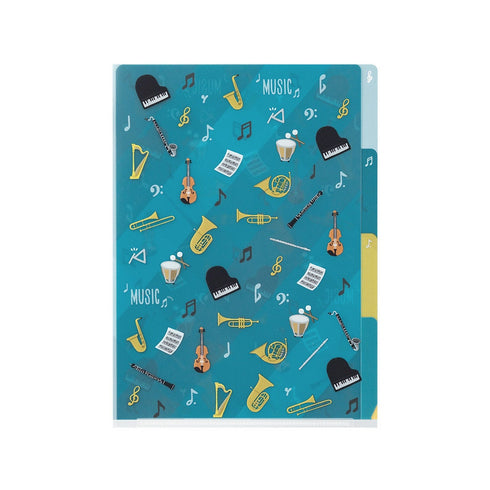 Midori A5 Musical INSTRUMENTS 3 Pocket Clear Folder MD Folder Water Resistant Folder | 220mm X160mm