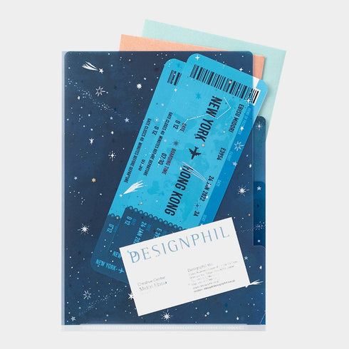 Midori A5 STARRY 3 Pocket Clear Folder MD Folder Water Resistant Folder | 220mm X160mm