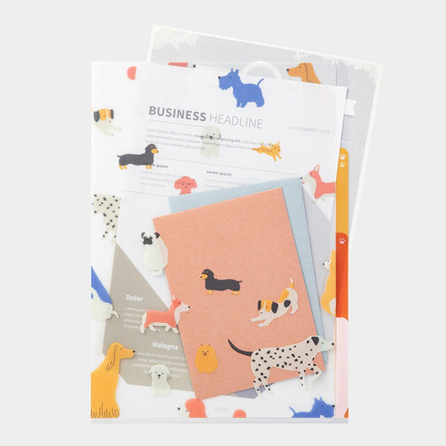 Midori A4 DOGS 3 Pocket Clear Folder MD Folder Water Resistant Folder | 310mm X 221mm