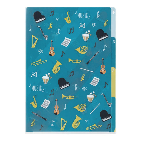 Midori A4 Musical INSTRUMENTS 3 Pocket Clear Folder MD Folder Water Resistant Folder | 310mm X 221mm