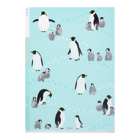 Midori A4 PENGUINS 3 Pocket Clear Folder MD Folder Water Resistant Folder | 310mm X 221mm