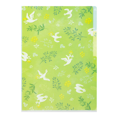 Midori A4 Peace DOVES 3 Pocket Clear Folder MD Folder Water Resistant Folder | 310mm X 221mm