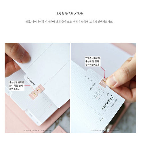 PLEPIC COLOR PU Classy Leather Index Tabs Monthly Index Tabs Weekly Index Tabs Daily Index Tab Self-Adhesive Tabs Planner Index Sticker