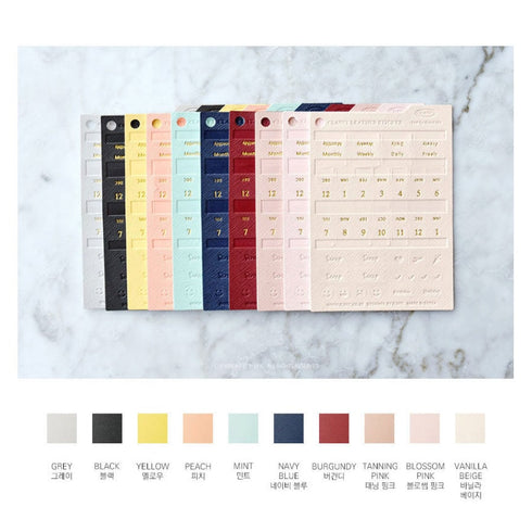 PLEPIC COLOR PU Classy Leather Index Tabs Monthly Index Tabs Weekly Index Tabs Daily Index Tab Self-Adhesive Tabs Planner Index Sticker