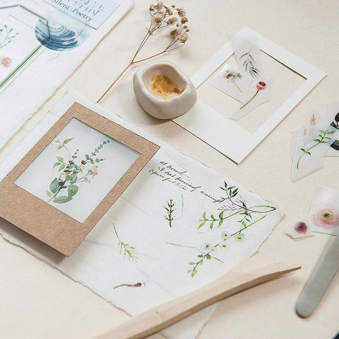 MU Lifestyle Print-On Stickers Rub -On Stickers Transfer Stickers Translucent Stickers 193 | Cut Flowers Blue Flowers Red Flowers Pink Posy