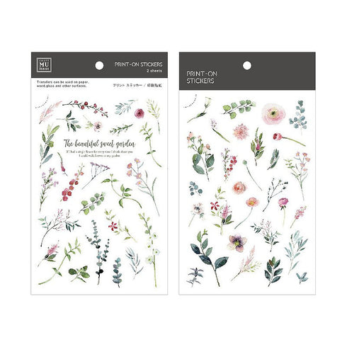 MU Lifestyle Print-On Stickers Rub -On Stickers Transfer Stickers Translucent Stickers 193 | Cut Flowers Blue Flowers Red Flowers Pink Posy