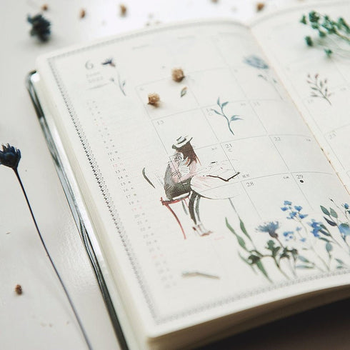 MU Lifestyle Print-On Stickers Rub -On Stickers Transfer Stickers Translucent Stickers 195 | Reading Girls Soft Flowers Walking Girl Phrases