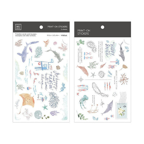 MU Lifestyle Print-On Stickers Rub -On Stickers Transfer Stickers Translucent Stickers 198 | Sea Life Summer Hammerhead Sharks Stingray