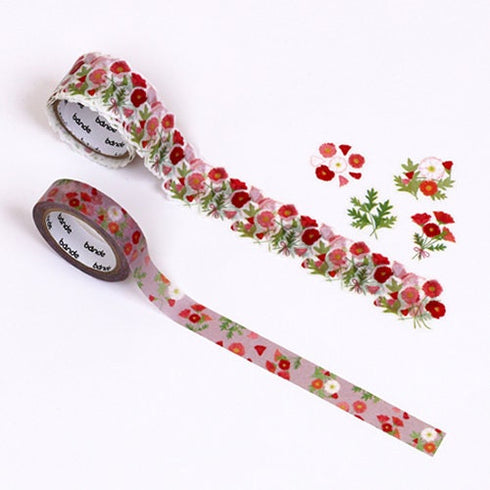 POPPY Poppies Red Flowers Bande Washi Tape Kit Masking Tape Kit Sticker Kit DOUBLE Roll | BDA649