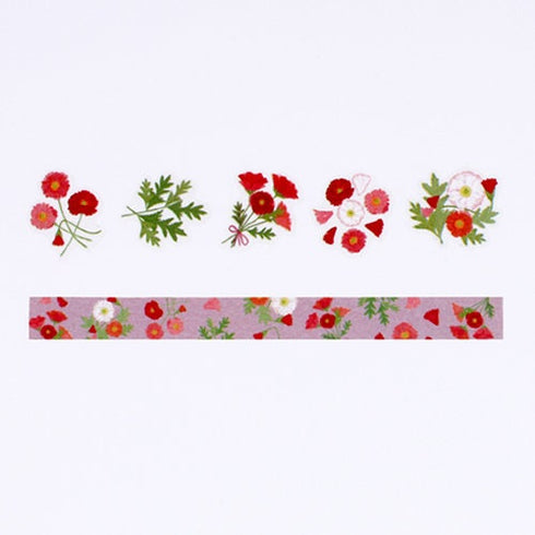 POPPY Poppies Red Flowers Bande Washi Tape Kit Masking Tape Kit Sticker Kit DOUBLE Roll | BDA649