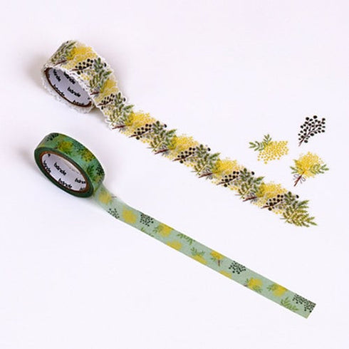 MIMOSA Yellow Flowers Bande Washi Tape Kit Masking Tape Kit Sticker Kit DOUBLE Roll | BDA648