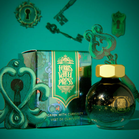 Ferris Wheel Press Ferritales Green With Curiosity SHIMMER Fountain Pen Ink Dip Pen Ink Calligraphy Ink Bottle Ink | 20ml