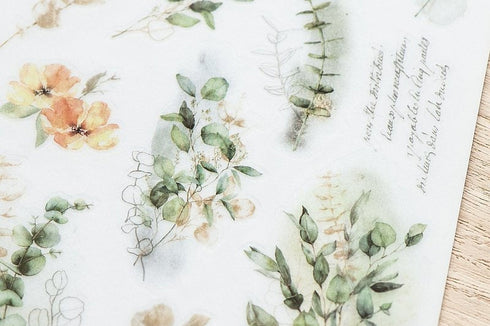 MU Lifestyle Print-On Stickers Rub -On Stickers Transfer Stickers Translucent Stickers 192 | Yellow Roses Green Swag Green Foliage