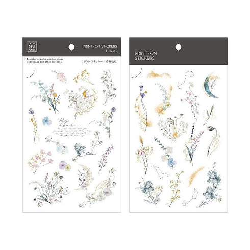 MU Lifestyle Print-On Stickers Rub -On Stickers Transfer Stickers Translucent Stickers 196 | Blue Iris Moon Magick Dried Flowers