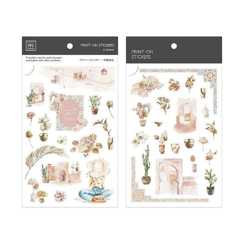 MU Lifestyle Print-On Stickers Rub -On Stickers Transfer Stickers Translucent Stickers 197 | Shabby Chic Modern Farmhouse Sitting Girl