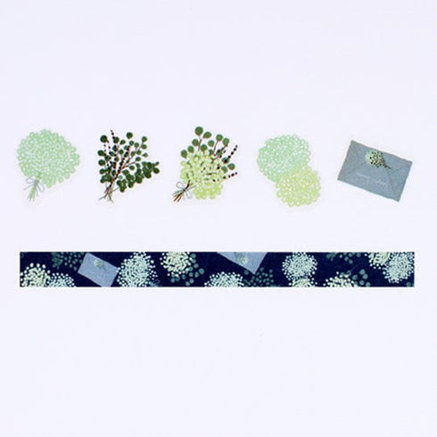 Kasumisou SNOW FLOWER Bande Washi Tape Kit Masking Tape Kit Sticker Kit DOUBLE Roll | BDA650