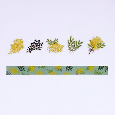 MIMOSA Yellow Flowers Bande Washi Tape Kit Masking Tape Kit Sticker Kit DOUBLE Roll | BDA648