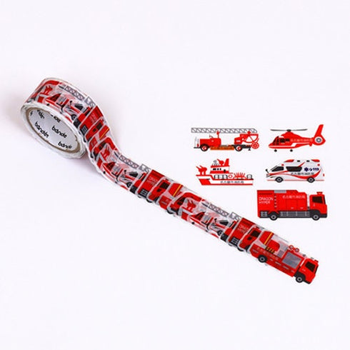 FIRETRUCK Emergency Vehicles Helicopter Bande Washi Tape Kit Masking Tape Kit Sticker Kit DOUBLE Roll | BDA650