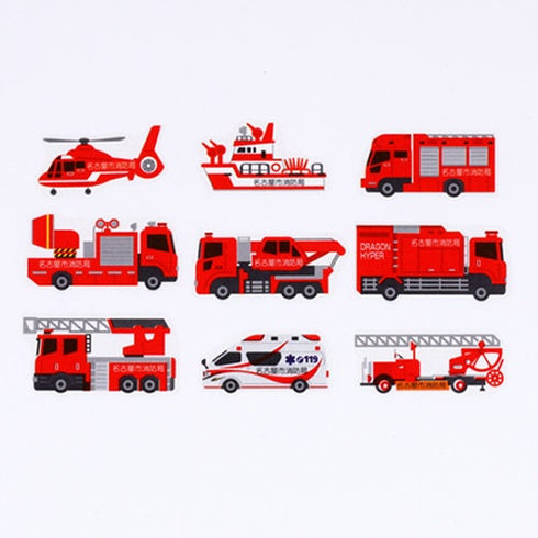 FIRETRUCK Emergency Vehicles Helicopter Bande Washi Tape Kit Masking Tape Kit Sticker Kit DOUBLE Roll | BDA650
