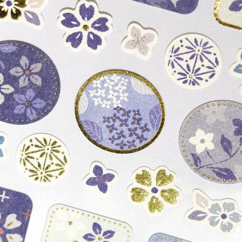 WANOWA Japan INDIGO PATTERN Stickers Japanese Pattern Stickers インディゴパターン Japanese Fabric Stickers Japanese Embellishment Stickers | 1354124