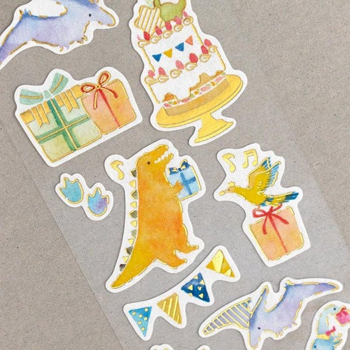 NB Co., Ltd Japan DINOSAUR Birthday Party Cake Stickers Panda Bear Stickers 恐竜の誕生日ステッカー Stickers Japanese Embellishment Stickers | 2494136