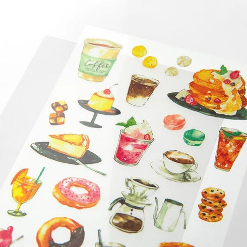 Midori Transfer Stickers SNACKS FOOD COFFEE Print-On Stickers Rub -On Stickers Transfer Stickers Translucent Stickers | 2584