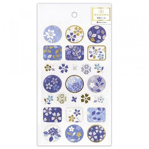 WANOWA Japan INDIGO PATTERN Stickers Japanese Pattern Stickers インディゴパターン Japanese Fabric Stickers Japanese Embellishment Stickers | 1354124