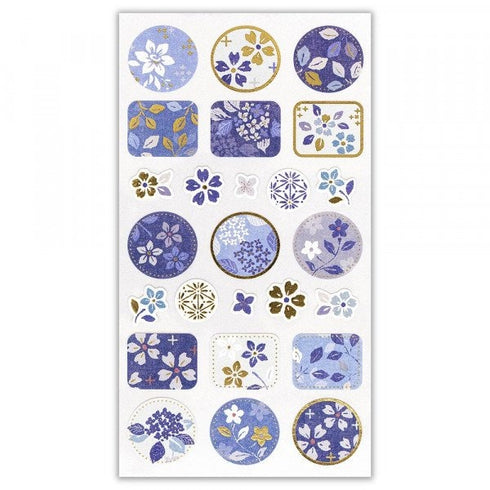 WANOWA Japan INDIGO PATTERN Stickers Japanese Pattern Stickers インディゴパターン Japanese Fabric Stickers Japanese Embellishment Stickers | 1354124