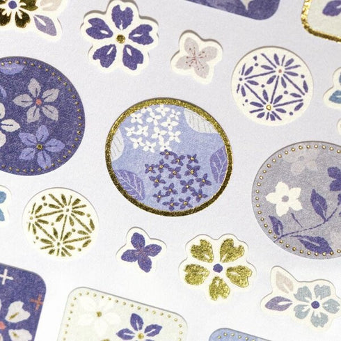 WANOWA Japan INDIGO PATTERN Stickers Japanese Pattern Stickers インディゴパターン Japanese Fabric Stickers Japanese Embellishment Stickers | 1354124