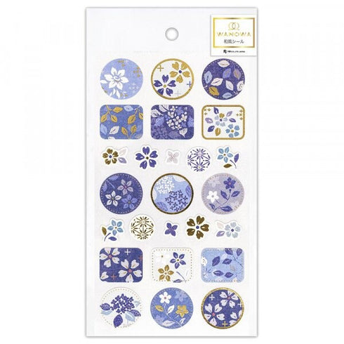 WANOWA Japan INDIGO PATTERN Stickers Japanese Pattern Stickers インディゴパターン Japanese Fabric Stickers Japanese Embellishment Stickers | 1354124