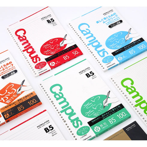 Kokuyo B5 Campus PLAIN BLANK Loose Leaf Paper 26 Holes 100 Sheets | 837WEN