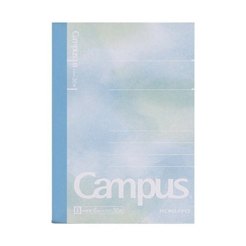 Kokuyo BLUE A7 LIMITED EDITION Watercolor B Ruled 6mm Ruled Notebook Washi Tape Keychain Clear Pouch Complete Set | 99K-242BN
