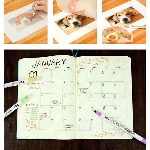 Kuretake 12 PIECE SET Zig Clean Color Dot Set One Pen or Double-Tip Marker | TC-6100/12V