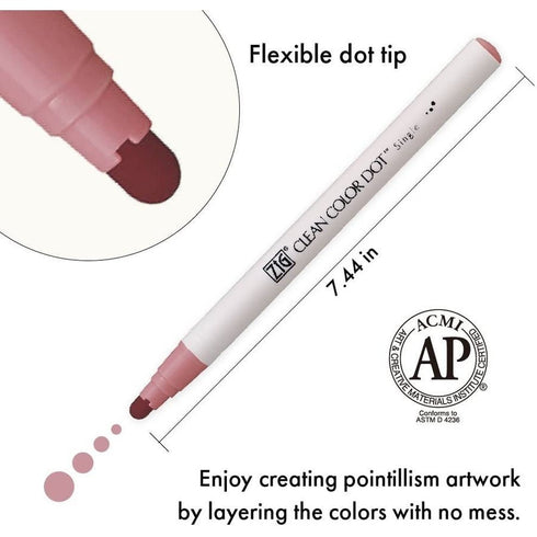 Kuretake MILD SMOKY Zig Clean Color Dot Set One Pen or 6 Piece Set Single-Tip Marker | TCSD-6100/6VB