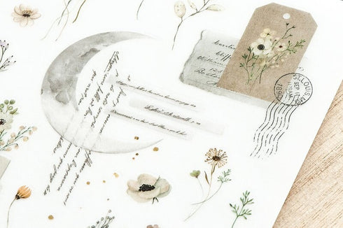 MU Lifestyle Print-On Stickers Rub-On Stickers Transfer Stickers Translucent Stickers 200 | Moon Dried Flowers Magic Majick