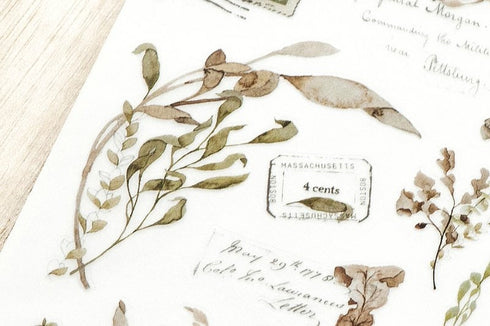 MU Lifestyle Print-On Stickers Rub-On Stickers Transfer Stickers Translucent Stickers 201 | Postage Ephemera Leaves Postage Stamps