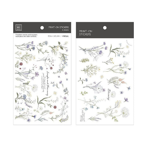 MU Lifestyle Print-On Stickers Rub-On Stickers Transfer Stickers Translucent Sticker 203 | Ethereal Flowers Roses Lavender Queen Anne's Lace