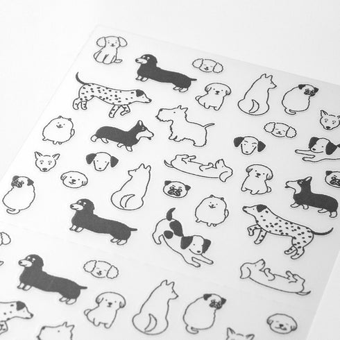 Midori Seal Collection DOGS CHAT SERIES Black and White Planner Stickers Movable Stickers Notebook Stickers Coordinating Stickers | 2592