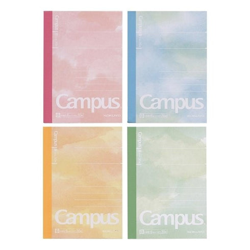 Kokuyo GREEN A7 LIMITED EDITION Watercolor B Ruled 6mm Ruled Notebook Washi Tape Keychain Clear Pouch Complete Set | 99K-242BN